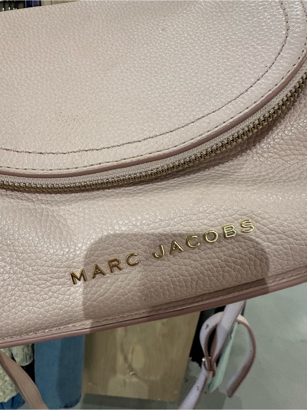 Marc Jacobs Blush Pebbled Leather Crossbody with Gold Hardware
